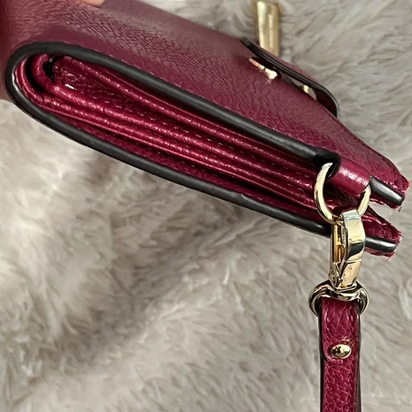 Michael Kors Burgundy Adele Leather wristlet Wallet - Picture 5 of 12
